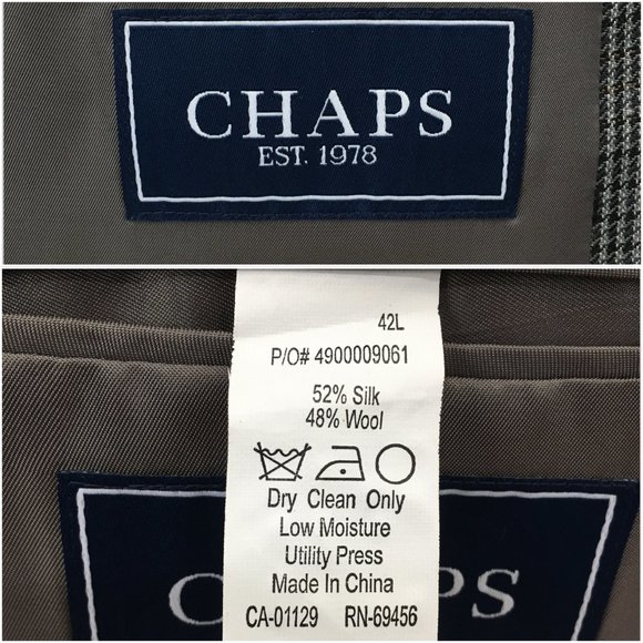 New Chaps Mens Blazer Sport Coat Casual 2‎ Button Jacket Size 42L Wool Silk Suit - Picture 8 of 13